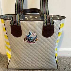 Gray and Yellow Quilted Tote Bag